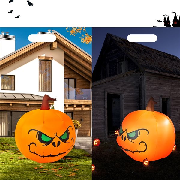 Costway 4-ft H x 3.5-ft W Internal Light Jack-o'-Lantern Halloween Inflatable