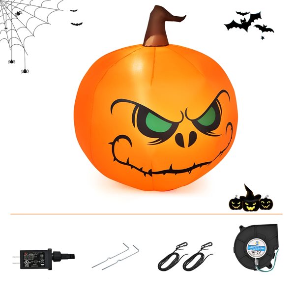 Costway 4-ft H x 3.5-ft W Internal Light Jack-o'-Lantern Halloween Inflatable