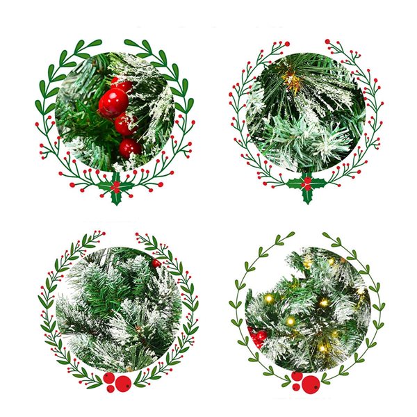 Costway 24-in Pre-Lit Indoor/Outdoor Battery-Operated Green Ornament Artificial Christmas Wreath with Warm White LED