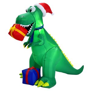 Costway 6-ft Internal Light Dinosaur with Presents Christmas Inflatable