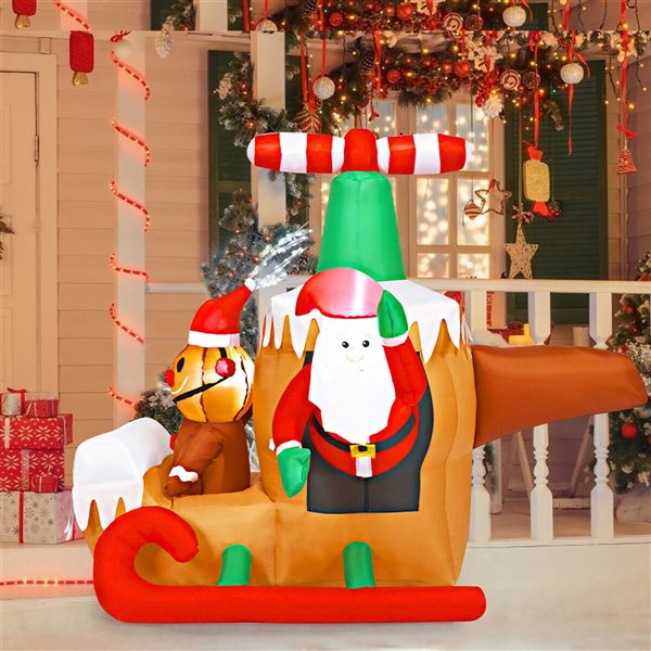 Costway 4.9-ft Internal Light Santa Claus on Airplane Christmas