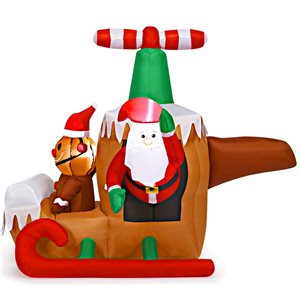 Costway 4.9-ft Internal Light Santa Claus on Airplane Christmas Inflatable