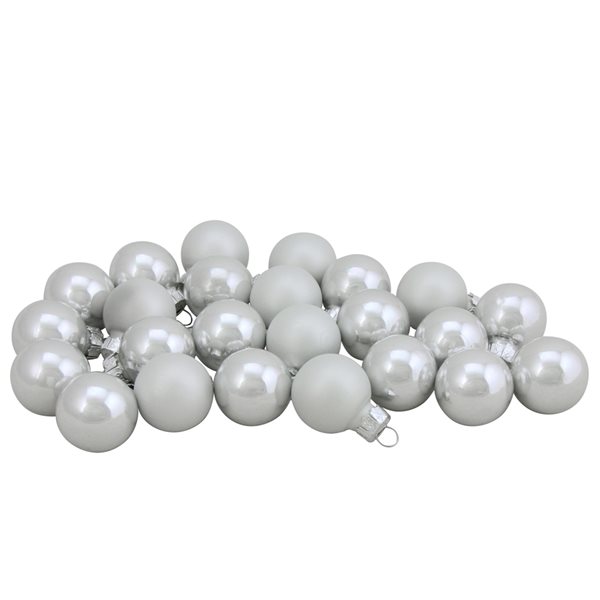 Northlight 24 Piece White 2 Finish Glass Christmas Ball Ornaments 32629153 Rona