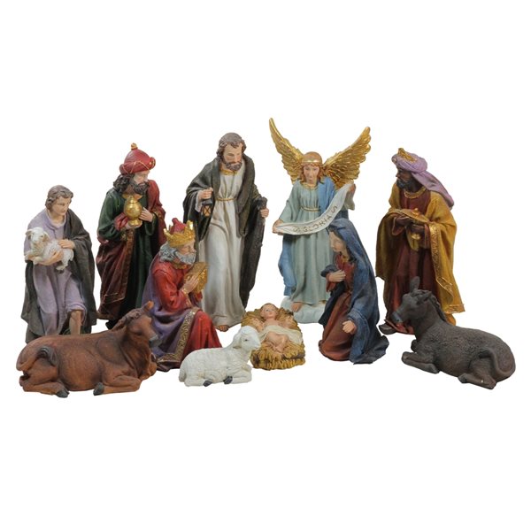 Northlight 11-Piece Blue and Red Christmas Nativity Figurine Set ...