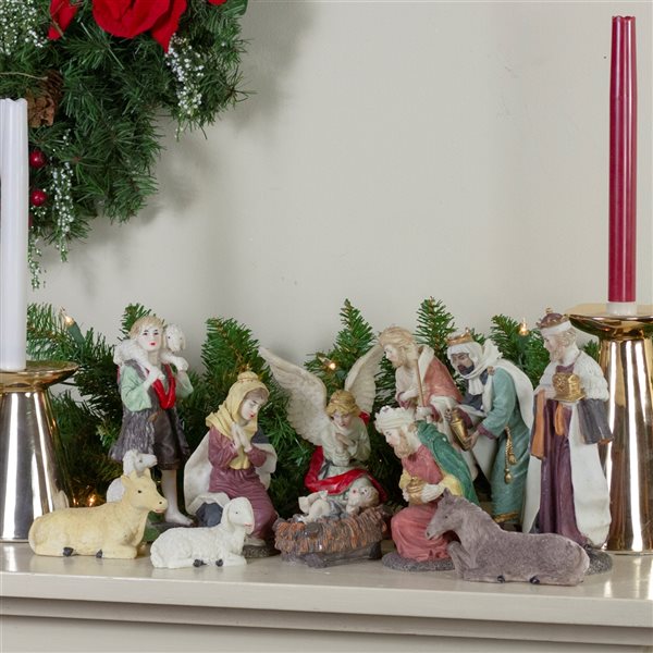 LB International 8in Christmas Nativity Resin Figurines Set of 11 33681585 RONA