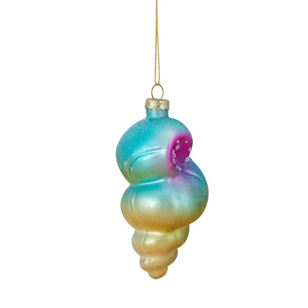 Northlight 4.25-in Blue and Pink Seashell Glass Christmas Ornament