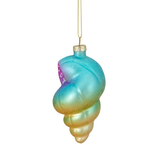 Northlight 4.25-in Blue and Pink Seashell Glass Christmas Ornament