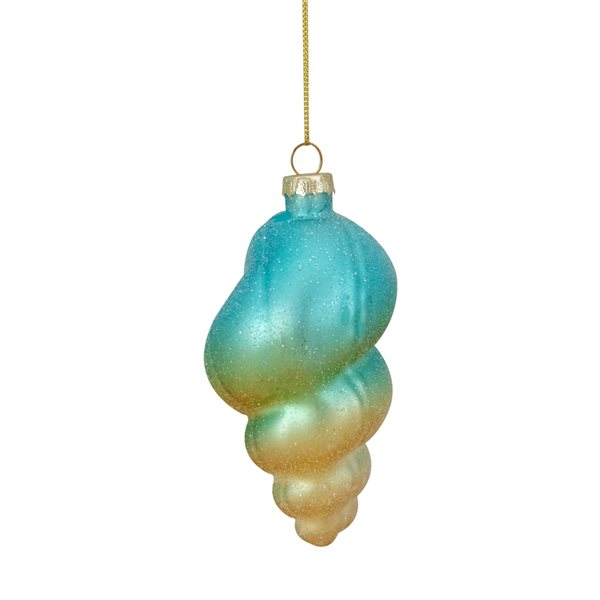 Northlight 4.25-in Blue and Pink Seashell Glass Christmas Ornament