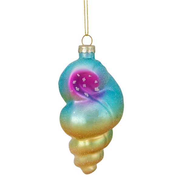 Northlight 4.25-in Blue and Pink Seashell Glass Christmas Ornament