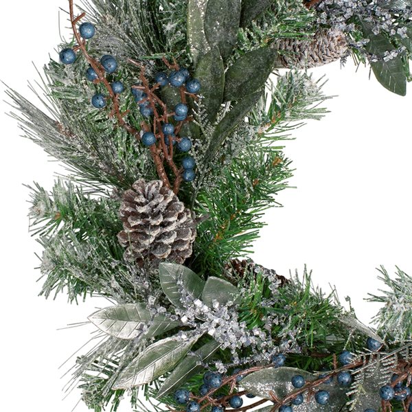 Northlight 24-in Mixed Pine and Blueberries Artificial Christmas Wreath
