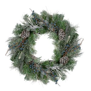 Northlight 24-in Mixed Pine and Blueberries Artificial Christmas Wreath