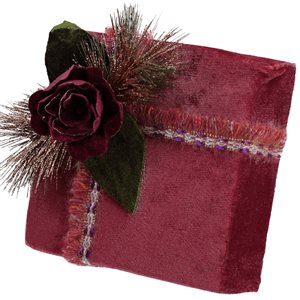 Northlight 8-in Red and Green Floral Accent Christmas Gift Box Decor