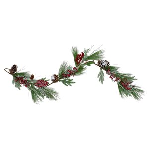 Northlight 5.75-ft x 7-in Berries and Pine Cones Frosted Artificial Christmas Garland
