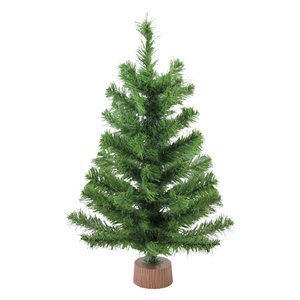 Northlight 24-in Mini Pine Medium Artificial Christmas Tree in Faux Wood Base - Unlit