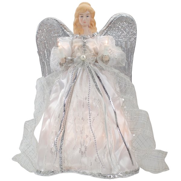 Northlight 12-in Silver Angel with Wings Christmas Tree Topper 34850965