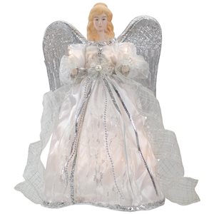 Northlight 12-in Silver Angel with Wings Christmas Tree Topper