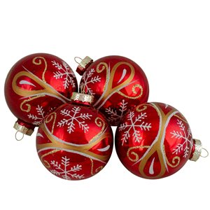 Northlight Glass Hanging Christmas Ball Ornaments 2.5-in 4/pk