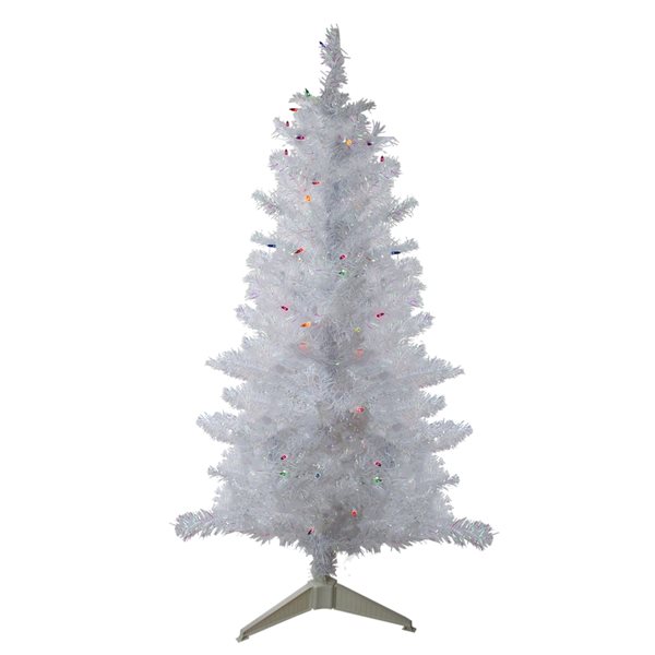 Northlight 4-ft Pre-lit White Iridescent Pine Artificial Christmas Tree - Multi Lights