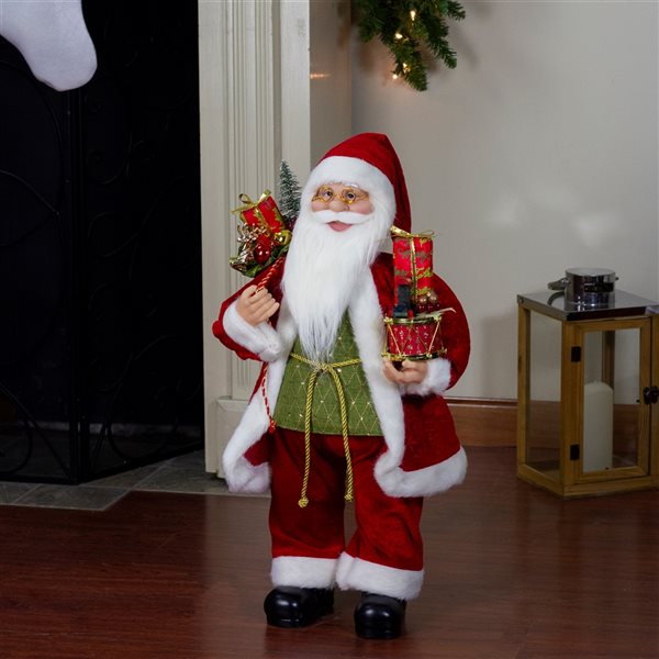 Northlight 24-in Santa Claus Christmas Figurine with Presents and Drum