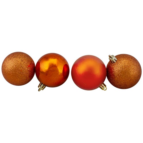 Northlight Orange Shatterproof 4-Finish Christmas Ball Ornaments 2.5-in 24/pk