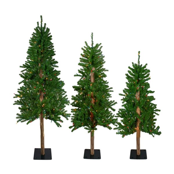Northlight 6-ft Pre-Lit Slim Alpine Artificial Christmas Trees - Set of 3