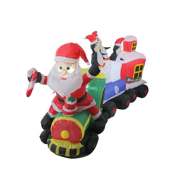 Northlight 6.5-ft Inflatable Santa and Penguins on Train Outdoor Christmas Decoration