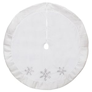 Northlight 48-in White and Silver Embroidered Sequin Snowflakes Tree Skirt