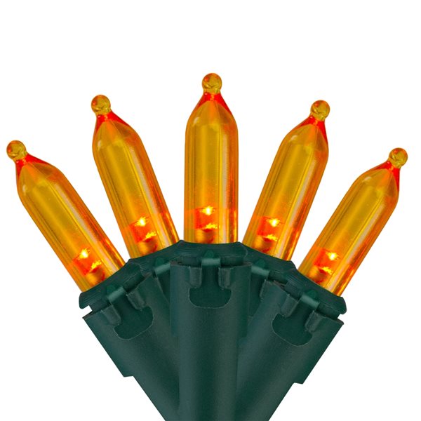 Northlight Set of 50 Orange LED Mini Christmas Lights 4in Spacing