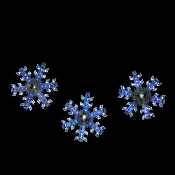 Northlight 25 In Cascading White And Blue Snowfall Led Snowflake Christmas Lights Set Of 3