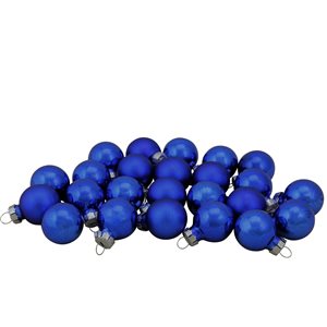 Northlight 24-Piece Blue Glass 2-Finish Christmas Ball Ornaments