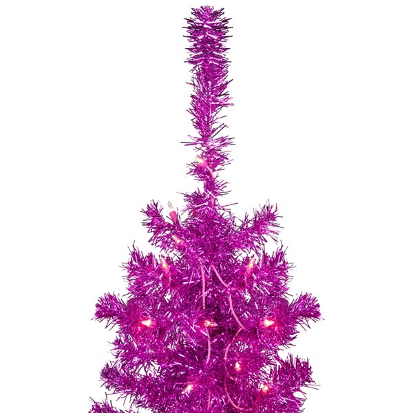 Northlight 4-ft Pre-Lit Pink Artificial Tinsel Christmas Tree Clear Lights