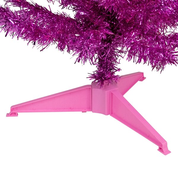 Northlight 4-ft Pre-Lit Pink Artificial Tinsel Christmas Tree Clear Lights