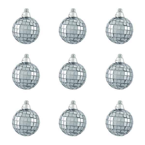 Northlight 12-Piece Silver Splendor Mirrored Glass Disco Ball Ornaments ...