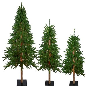 Northlight 6-ft Pre-Lit Slim Alpine Artificial Christmas Trees - Set of 3