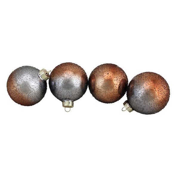 Northlight 4-Piece Hand Blown Textured Glass Ball Christmas Ornaments