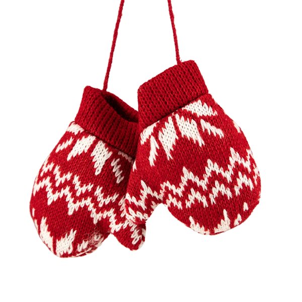 Northlight 4-in Red and White Nordic Knit Mittens Christmas Ornament