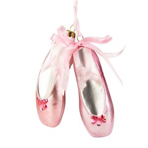 4.5-in Pink Ballet Slippers Glass Christmas Ornament
