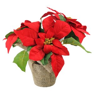 Northlight 10-in Red Poinsettia Artificial Christmas Floral Arrangement