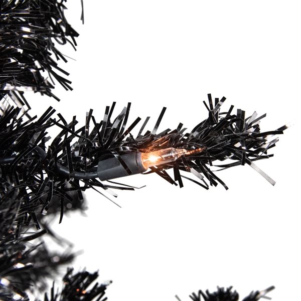 Northlight 6-ft Pre-Lit Black Artificial Tinsel Christmas Tree Clear Lights