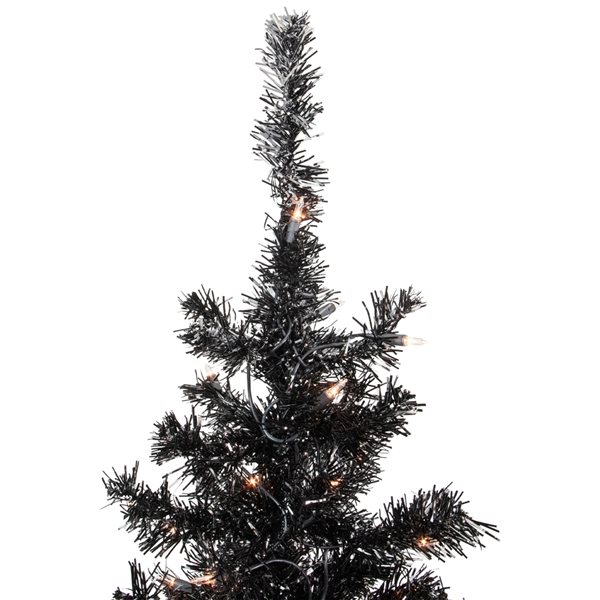 Northlight 6-ft Pre-Lit Black Artificial Tinsel Christmas Tree Clear Lights