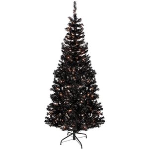Northlight 6-ft Pre-Lit Black Artificial Tinsel Christmas Tree Clear Lights
