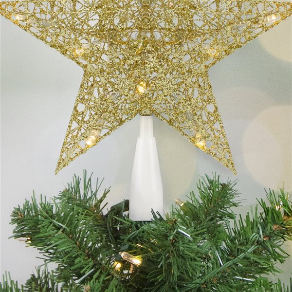 Northlight 10-in LED Gold Glittered Star Christmas Tree Topper