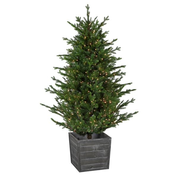 Northlight 6-ft Pre-Lit Potted Deluxe Russian Pine Artificial Christmas Tree