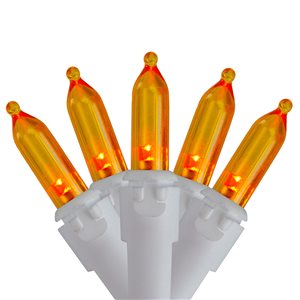 Northlight Set of 50 Orange LED Mini Christmas Lights 4-in Spacing - White Wire