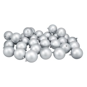 Northlight Matte Silver Shatterproof Christmas Ball Ornaments 3.25-in 32/pk