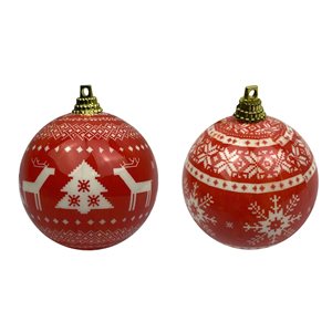 Northlight 14-Piece Nordic Decoupage Christmas Ball Ornament Set