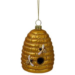 3.5-in Gold Holiday Collections Glass Beehive Christmas Ornament