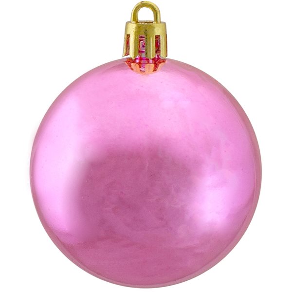 Northlight 60-Piece Bubblegum Pink Shatterproof Shiny Christmas Ball Ornaments
