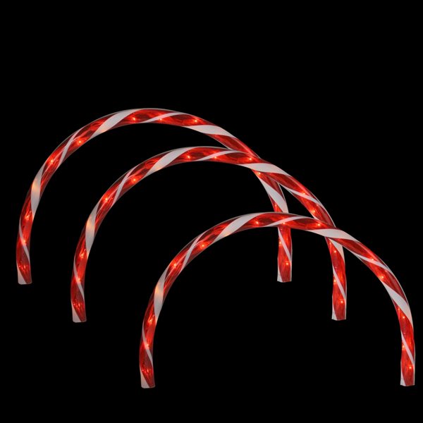 Northlight Candy Cane Arch Outdoor Christmas Pathway Markers - Set of 3