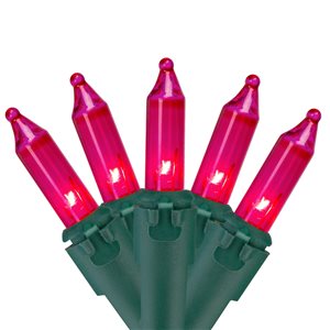 Northlight 35-Count Pink Mini Christmas Light Set - 7-ft Green Wire